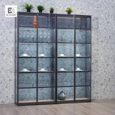 China Convertible Black Mirror Glass Display Cabinet Glass Showcase For Products Display for sale