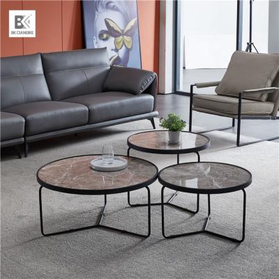 China Modern Extendable Furniture Metal Wire Round Dining Table Living Room Coffee Table for sale