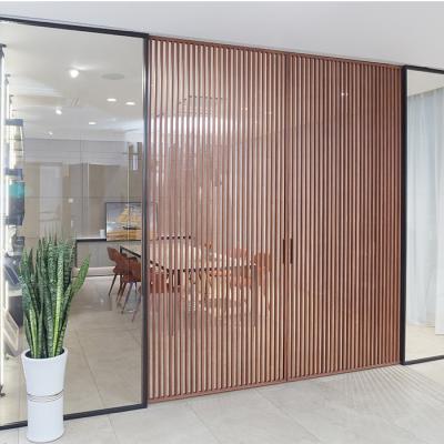 China Simple Design Modern Wood Insert Glass Wood Interior Sliding Screen Door for sale