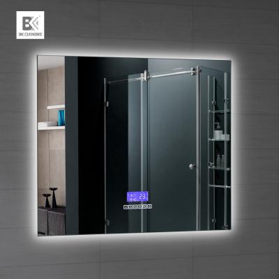 China Magnifier Touch Control Screen Led Smart Mirror With Temperature For Bathroom for sale