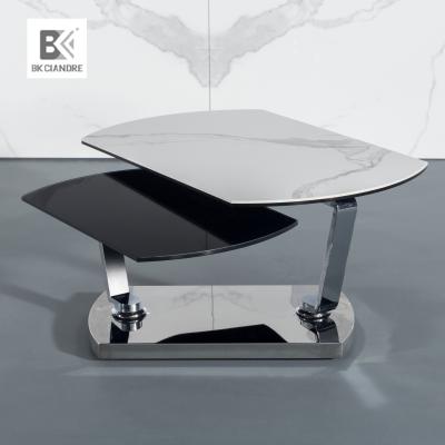 China (Height) Newest Design Italian Stainless Steel Legs Adjustable Low Coffee Tables With Extendable System for sale