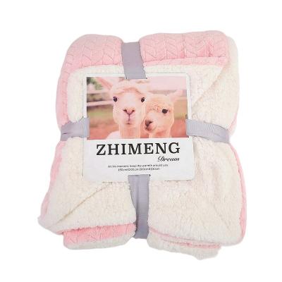 China Folded Spring Autumn Lamb Fleece Blanket Thickened Flannel Blanket Sofa Nap Sleeping Customizable Portable Jacquard Manufacturer for sale