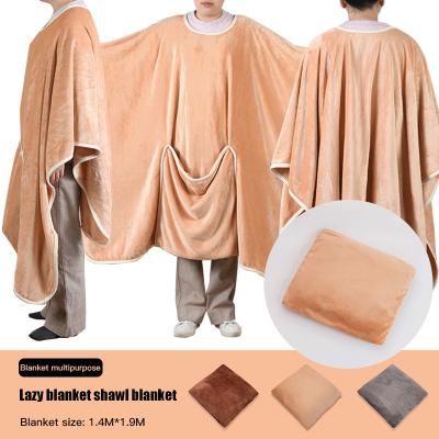 China Factory supply double-sided folded flannel slacker blankets home clothes air conditioning blankets wearable blankets for sale