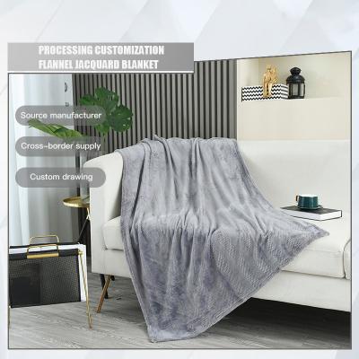 China Household Folded Sofa Bedroom Blanket Flannel Jacquard Soft Covering Office Sleeping Thickened Blanket for sale