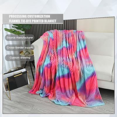 China Folded Thickened Warm Blanket Sofa Colored Blanket Flannel Tie Office Sleep Dyed Printed Blanket for sale