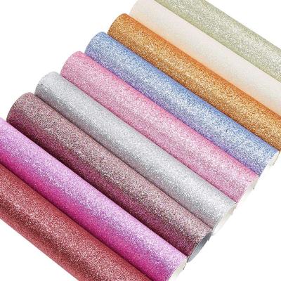 China New Waterproof Designs 50*70cm Glitter Faux Fabric Sequin Chunky Glitter Leather Fabric for Handbags & Shoes & Sofa for sale