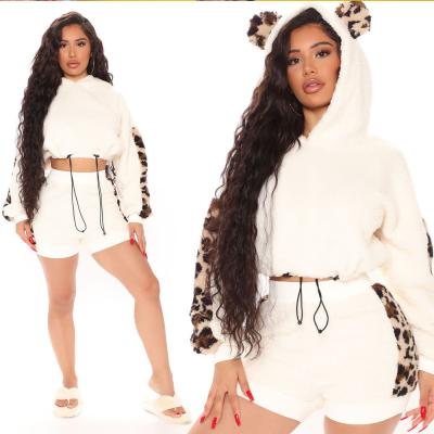 China Hot sale breathable and two-piece set hoodie and shorts high quality cosplay women clothes matching set for sale