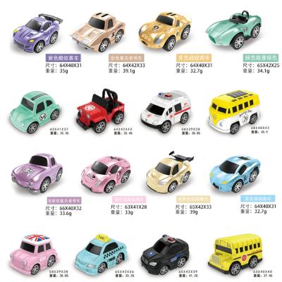 China Friction Toy Children's Toy Playhouse Diecast Set Mini Car Cartoon Boy Alloy Car Map Mat Toy Model Set for sale