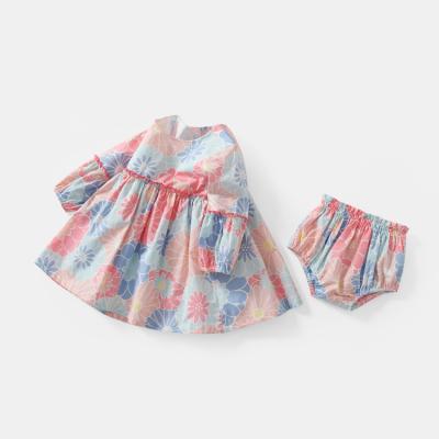 China Washable Kids Wholesale Baby Girls Kids Clothes Sets Summer Designer Floral Flower Kids Dress Little Girls Dresses for sale