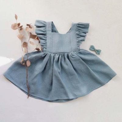 China New Coming Anti-wrinkle Boutique New Products Kids Clothes Babies Cotton Linen Dress for sale