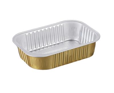 China Eco-friendly Disposable Food Grade Food Wrapping Aluminum Foil Container Carry Out Square Baking Tray for sale