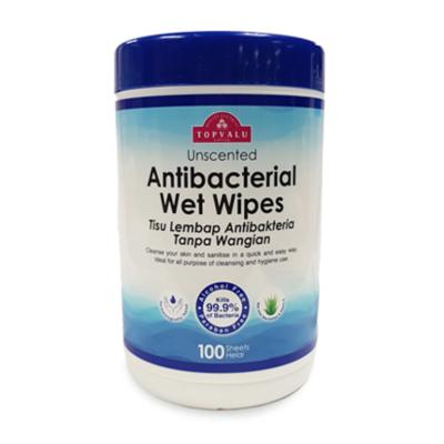 China Kill 99.99% Wholesale Best Quality Disposable Germs OEM Wet Wipes 100pcs Online Sale Barrel Packaging Wet Wipes for sale