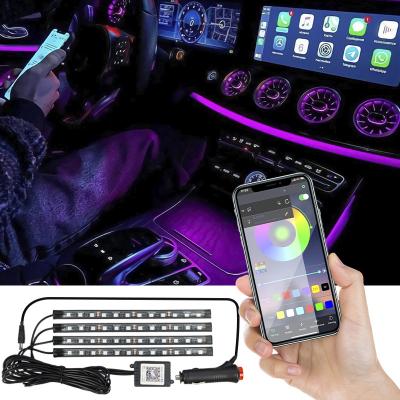 China PVC Shell Car Interior Decoration 12 Light 5050SMD APP Control Car Atmosphere Light With Cigarette Lighter for sale