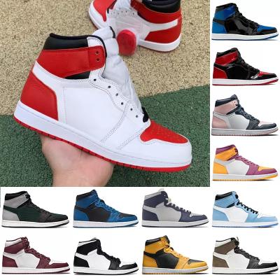 China 2022 Newest Legacy Patent Black Particle Gray College Atmosphere Rubber Royal Bred Blue Darkness 1 Boots 1s Basketball Shoes for sale