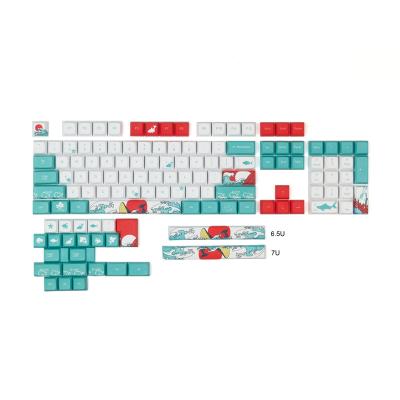 China Dye-Substrated Computer Keyboard 104+24 XDA PBT 5-Faced Key Top Set ANSI ISO Layout For GK61 64 68 84 87 104 108 Mechanical Keyboards (Coral Sea) for sale