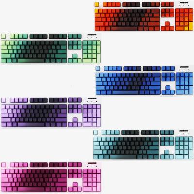 China Computer Keyboard 108 OEM Profile PBT Immersion-Dye Gradient Keycap Set Cherry MX Switch For Mechanical Gaming Keyboard Blue/White/Pink Keycaps for sale