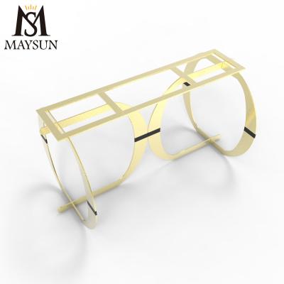 China Living Room New Design Stainless Steel Gold Metal High Brushed Dining Table Legs for sale