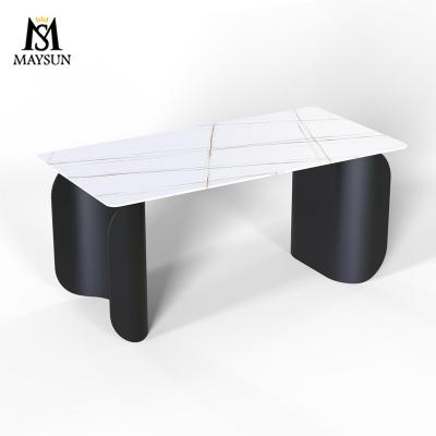 China Creative Customizable Modern Simple Italian Metal and Arc Desk Platter Creative Fashionable Rock Dining Table for sale