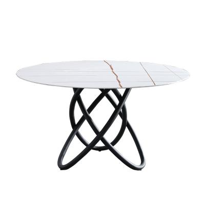 China Northern Europe Small Rock Marble Creative Round Apartment Family Dining Table for sale