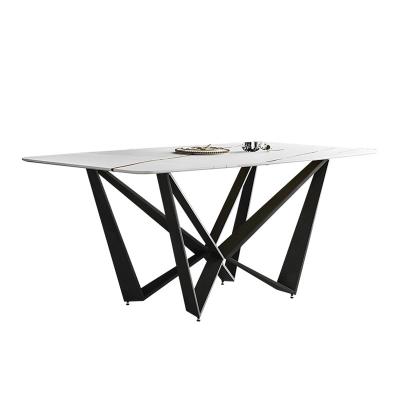 China Factory Outlet Style Modern Metal Ironwork Black Matte Dining Table Frame /Marble Dining Table for sale