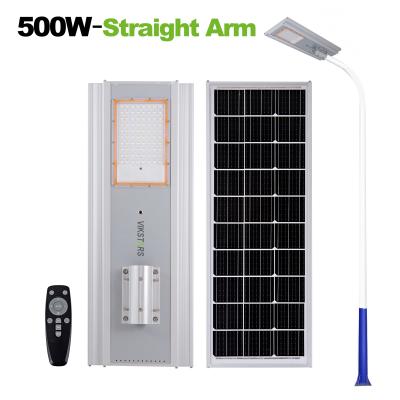 China IP66 500W 700W Lámpara de calle solar integrada para la calle principal con control remoto Luz solar de aluminio en venta