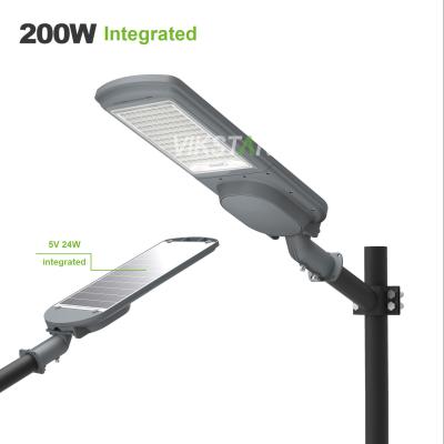 China Hoog vermogen All In One 200W 300W 400W 500W Split Solar Street Lights met extra zonnepaneel Te koop