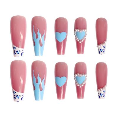 China Hot Selling Cute Gel X Finger Nail Design Extra Long Tip Stilettos Nail Tips Full Cover Charm Nail Tips for sale