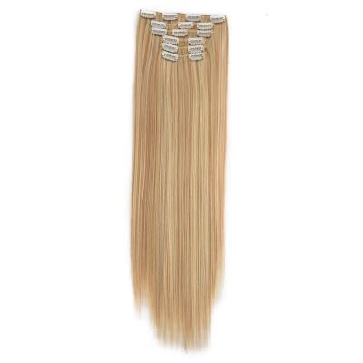 China High Temperature Wire Silky Straight Flat Tip Clip In Hair Extension Wig Cap for sale