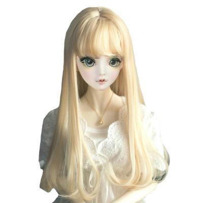 China High End Popular Silky Straight Wave Flat Bangs Silky Straight Wave Blonde Wig Fancy BJD Doll Hair Wigs Tangle Free Wig for sale