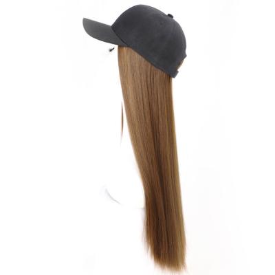 China Wholesale High Temperatured Fiber Factory Wig Baseball Cap Wig Women Hair Caps Ponytail Hat Wool Extensions Heat Resistant Long High Temperatured Fiber Set 24 Inches for sale