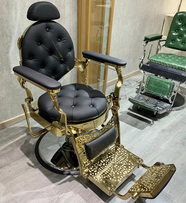 China Waybom Contemporary Barber Shop Furniture Set Salon Styling Chair Gold Barber Chair for sale