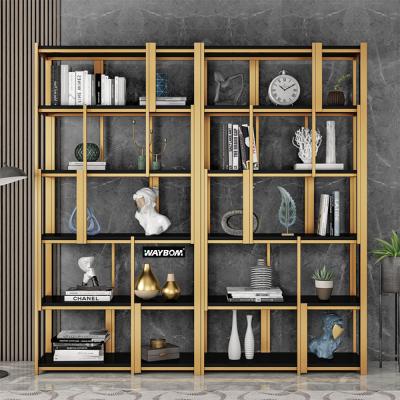 China Luxury Multi-Layer Gold Metal Shelving Storage Display Shelf Bookcase Viable for sale