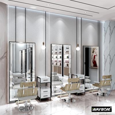 China Hot Sale Modern Popular Fashion Consecrated Floor To Ceiling Web Celebrity Single Wall Mounted Barber Shop Mirror for sale