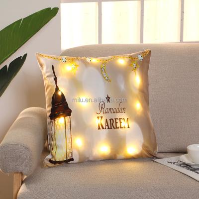 China Indoor Pillow Case Eid Mubarak Gift Happy Eid Mubarak Islamic Ramadan Decoration Ramadan Eid Mubarak Cushion Cover Decoration LED Decoration for sale