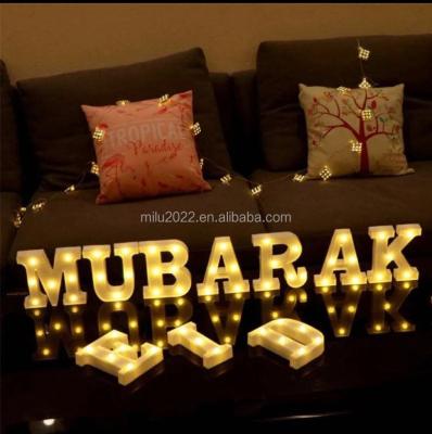 China Home Decor EID MUBARAK Wall Table Night String Battery Operated Led Lights Ramadan Letters Decorations Marquee Sign Alphabet for sale