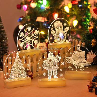 China Home Decor Decorative Christmas Lights for Holiday Room Decor Star Gift USB LED 3D Santa Night Lights for Kids for sale