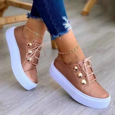 China Cushioning Main Platform Classic Round Casual Viscose Shoes European Fashionable Women Big Size Korean Sneakers Leather Trim Sports Shoes for sale