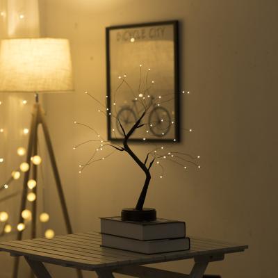 China 2020 New Christmas Amazon Design Touch Switch Bead Starry Night Light Eco-friendly LED Tree Light Copper Wire LED Lantern for sale