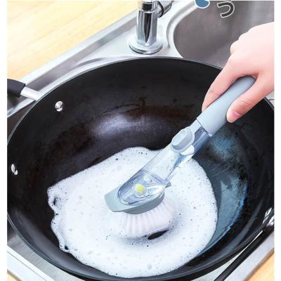 China Viable Wholesale Clean Soft Grabs Liquid Soap Dispenser Kitchen Pan Pot Plate Glass Cleaning Dish Brush With Refill for sale