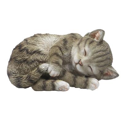 China Europe Realistic Animal Garden Statues Sleeping Tabby Cat Figurine, polyresin figurine cat garden animal decoration^ for sale