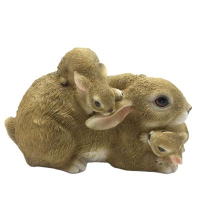 China Europe Realistic Garden Decoration Resin Animal Statue Polyresin Rabbit With Rabbit for sale