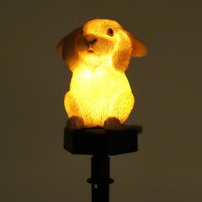 China Solar Yard Pathway Garden Lights Cute Rabbit Resin Stake Light Animal Solar Lamp Yard Landscape Lights for sale