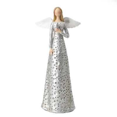 China Wholesale Europe Polyresin Figurine Faceless Angel With Star, Nordic Europe Christmas Ornaments Angel Decor for sale