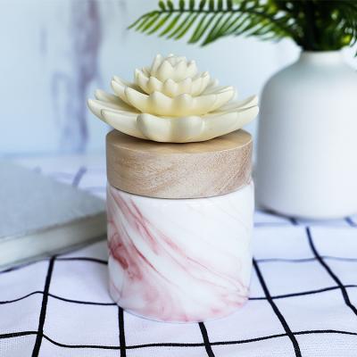 China Sustainable Home Fragrance Ceramic Reed Diffusers , Ceramic Reed Diffuser With Wooden Lid for sale