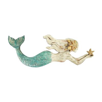 China Europe Customized Hand Painted Home Decor Accessories Swimming Mermaid Resin Wall Decor for sale