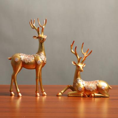 China Art Decor Wholesale Handmade Home Decor Animal Gold , Resin Decoration Gold Interior Home Deer for sale