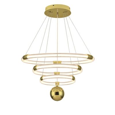 China Modern Dining Room Living Room Bedroom Gold Metal Luxury Hanging Nordic Round Black Gold Chandelier Modern Led Pendant Light for sale