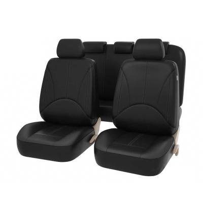 China Full Set Of Real PU Leather Universal Fancy Black Luxury Car Seat Cover For Auto Chair Seat Covers Protector for sale