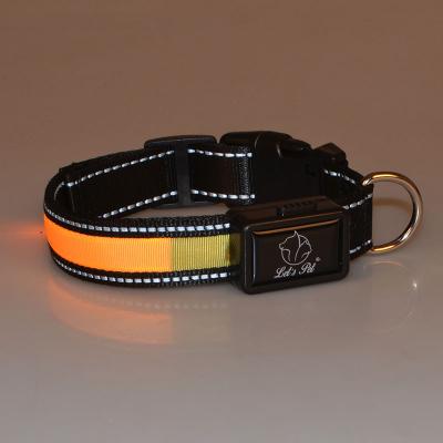 China High Quality Safety USB Dog Pet Solar Rechargeable Glowing Led Lighted Flashing Collar DETACHED for sale