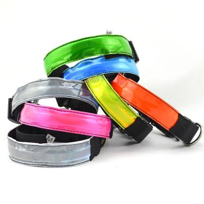 China Wholesale Viable Light Up Shenzhen Cute Luxury PU Adjustable Reflective Leather Nylon Led Pet Flashing Collar for sale